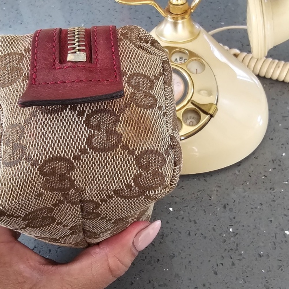 GUC Gucci GG Canvas Cosmetic Pouch Vanity Blown Red - Picture 7 of 14